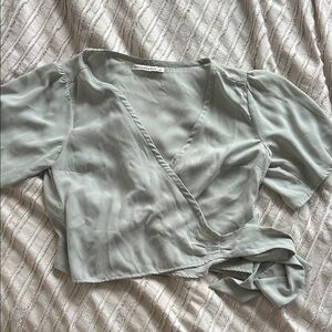 Abercrombie & Fitch Light Sage Green Wrap Blouse